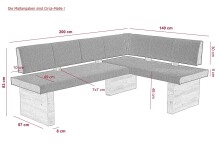 Eckbank >Lawton< in Anthrazit/Artisan Eiche - 200x83x57 (BxHxT)