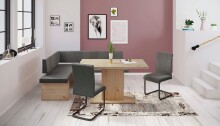 Eckbank >Lawton< in Anthrazit/Artisan Eiche - 200x83x57 (BxHxT)