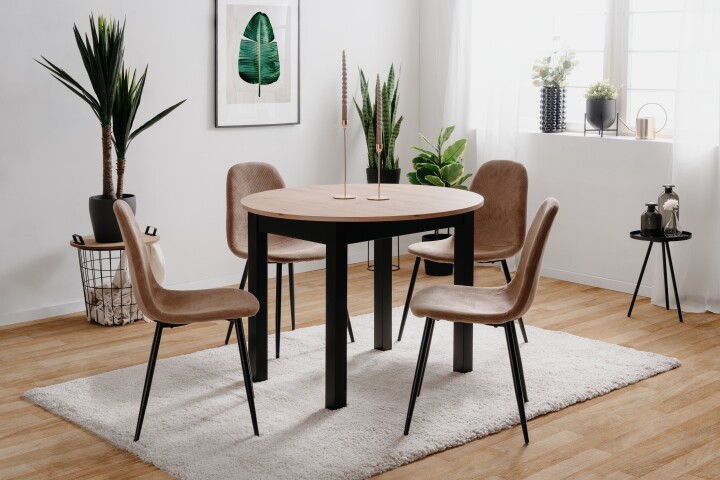 Esstisch >Coburg< in Artisan Oak / schwarz - 100x76x100cm (BxHxT)