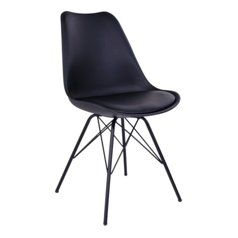 Schalenstuhl >Oslo< (2er-Set) in Schwarz, Glattlederoptik - 48x86x55cm (BxHxT)