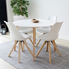 Schalenstuhl >Bergen< (2er-Set) in Weiss, Glattlederoptik - 48x86x55cm (BxHxT)