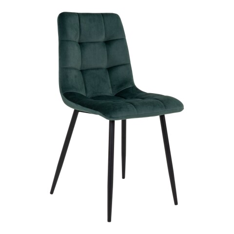 Polsterstuhl >Middelfart< (2er-Set) in Dunkelgrün, Velour - 44x86x55cm (BxHxT)