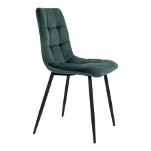 Polsterstuhl >Middelfart< (2er-Set) in Dunkelgrün, Velour - 44x86x55cm (BxHxT)