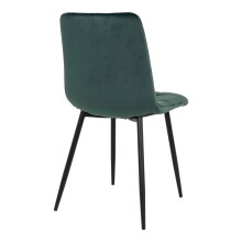 Polsterstuhl >Middelfart< (2er-Set) in Dunkelgrün, Velour - 44x86x55cm (BxHxT)