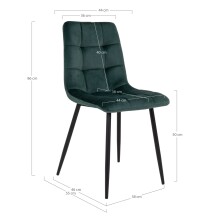 Polsterstuhl >Middelfart< (2er-Set) in Dunkelgrün, Velour - 44x86x55cm (BxHxT)