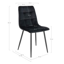 Polsterstuhl >Middelfart< (2er-Set) in Schwarz, Velour - 44x86x55cm (BxHxT)