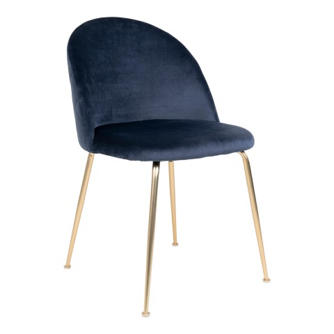 Polsterstuhl >Geneva< (2er-Set) in Blau, Velour - 51x78x52cm (BxHxT)