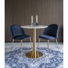 Polsterstuhl >Geneva< (2er-Set) in Blau, Velour - 51x78x52cm (BxHxT)