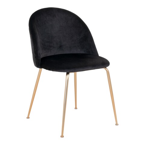 Polsterstuhl >Geneva< (2er-Set) in Schwarz, Velour - 51x78x52cm (BxHxT)