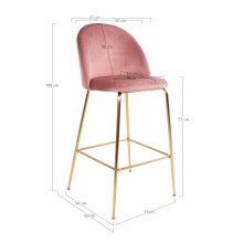 Barhocker >Lausanne< (2er-Set) in Rosa, Velour - 55x108x60cm (BxHxT)