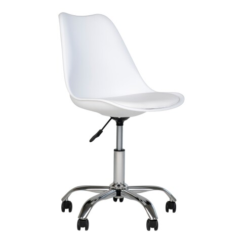 Bürostuhl >Stavanger< in Weiss, Glattlederoptik - 48x94x54cm (BxHxT)