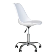 Bürostuhl >Stavanger< in Weiss, Glattlederoptik - 48x94x54cm (BxHxT)