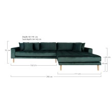 Ecksofa >Lido< in Grün, Velour - 290x76x92cm (BxHxT)