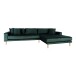 Ecksofa >Lido< in Grün, Velour - 290x76x92cm (BxHxT)