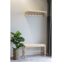 Sitzbank >Abano< in Beige, Massivholz - 80x45x35cm (BxHxT)