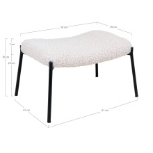Fußhocker >Glasgow< in Weiss, Stoff - 61x36x41cm (BxHxT)