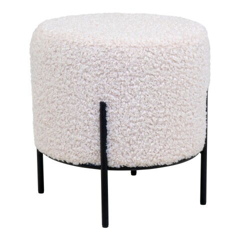 Pouf >Alford< in Weiss, Stoff - 35,5x37x35,5cm (BxHxT)