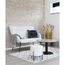 Pouf >Alford< in Weiss, Stoff - 35,5x37x35,5cm (BxHxT)