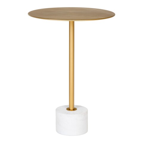 Beistelltisch >Lecco< in Messing, Marmor - 41x58x41cm (BxHxT)