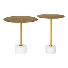 Beistelltisch >Lecco< in Messing, Marmor - 41x58x41cm (BxHxT)