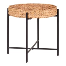 Beistelltisch >Naro< in Schwarz / Natur, Wasserhyazinthe - 50x48,5x50cm (BxHxT)