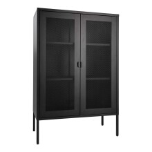 Standvitrine >Melbourne< in Schwarz, Stahl - 80x120x40cm (BxHxT)