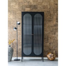 Standvitrine >Adelaide< in Schwarz, Metall - 80x180x35cm (BxHxT)