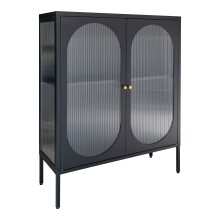 Standvitrine >Adelaide< in Schwarz, Metall - 90x110x35cm (BxHxT)