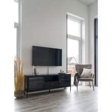 Lowboard >Dalby< in Schwarz, Metall - 160x60x35cm (BxHxT)