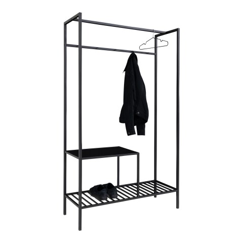 Garderobenständer >Vita< in Schwarz, Melamin - 101x170x38cm (BxHxT)