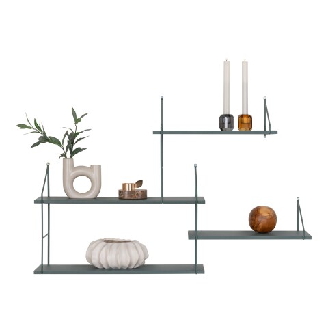 Wandregal >HarlemWandregal< in Hellbraun, Massivholz - 99x62x17,5cm (BxHxT)