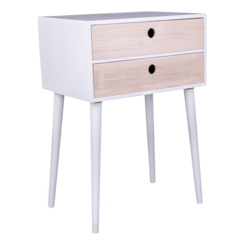 Nachttisch >Rimini< in Weiss, Melamin - 32x65,5x45cm (BxHxT)
