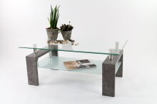 Couchtisch >126/302-30< in Klarglas, Stone -...