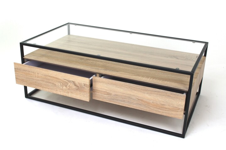 Couchtisch >2073< in Sonoma Eiche, Glas - 110x42cm (BxH)