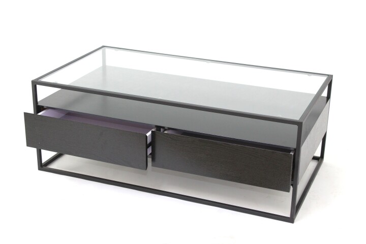 Couchtisch >2073-05< in Schwarz, Glas - 110x42cm (BxH)