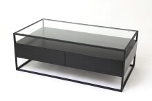 Couchtisch >2073-05< in Schwarz, Glas - 110x42cm (BxH)