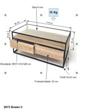 Couchtisch >2073-05< in Schwarz, Glas - 110x42cm (BxH)