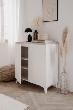 Kommode >Bertrix< in Sandstein / weiß - 88x92x40cm (BxHxT)