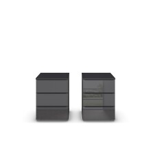 Nachtkommode >Monostar< (2er-Set) in Glas basalt /...