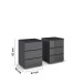 Nachtkommode >Monostar< (2er-Set) in Glas basalt / grau metallic