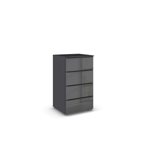 Kommode >Monostar< in Glas basalt / grau metallic - 47x81x42 (BxHxT)