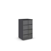 Kommode >Monostar< in Glas basalt / grau metallic -...