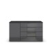 Sideboard >Monostar< in Glas basalt / grau metallic - 140x81x42 (BxHxT)
