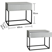 MARLE Nachttisch in Weiß - Moderner Nachtschrank mit Schublade und schwarzem Metallgestell - 60 x 52 x 38,5 cm (B/H/T)