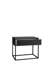 MARLE Nachttisch in Graphit - Moderner Nachtschrank mit Schublade und schwarzem Metallgestell - 60 x 52 x 38,5 cm (B/H/T)