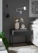 MARLE Nachttisch in Graphit - Moderner Nachtschrank mit Schublade und schwarzem Metallgestell - 60 x 52 x 38,5 cm (B/H/T)