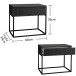 MARLE Nachttisch in Graphit - Moderner Nachtschrank mit Schublade und schwarzem Metallgestell - 60 x 52 x 38,5 cm (B/H/T)