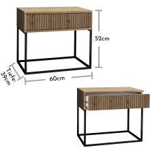 MARLE Nachttisch in Artisan Eiche Optik - Moderner Nachtschrank mit Schublade und schwarzem Metallgestell - 60 x 52 x 38,5 cm (B/H/T)