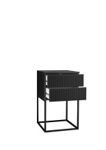 MARLE Nachttisch in Graphit - Moderner Nachtschrank mit Schubladen und schwarzem Metallgestell - 40 x 65 x 38,5 cm (B/H/T)