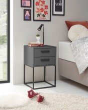 SUNA Nachttisch in Graphit - Moderner Nachtschrank mit...